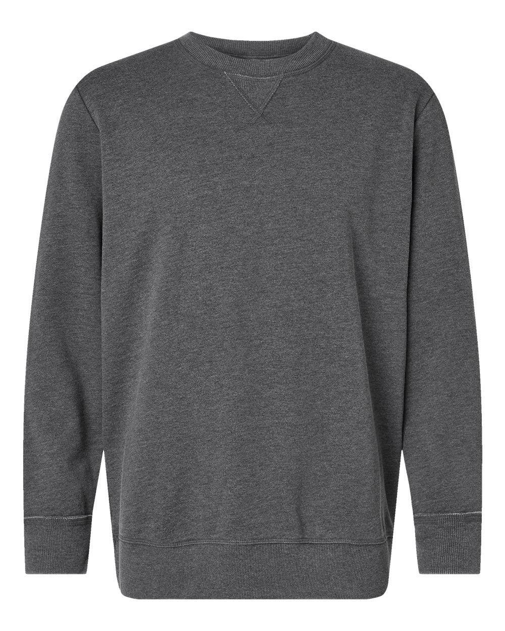 Front View of Washed Black Vintage Wash Fleece Crewneck Sweatshirt - 6935