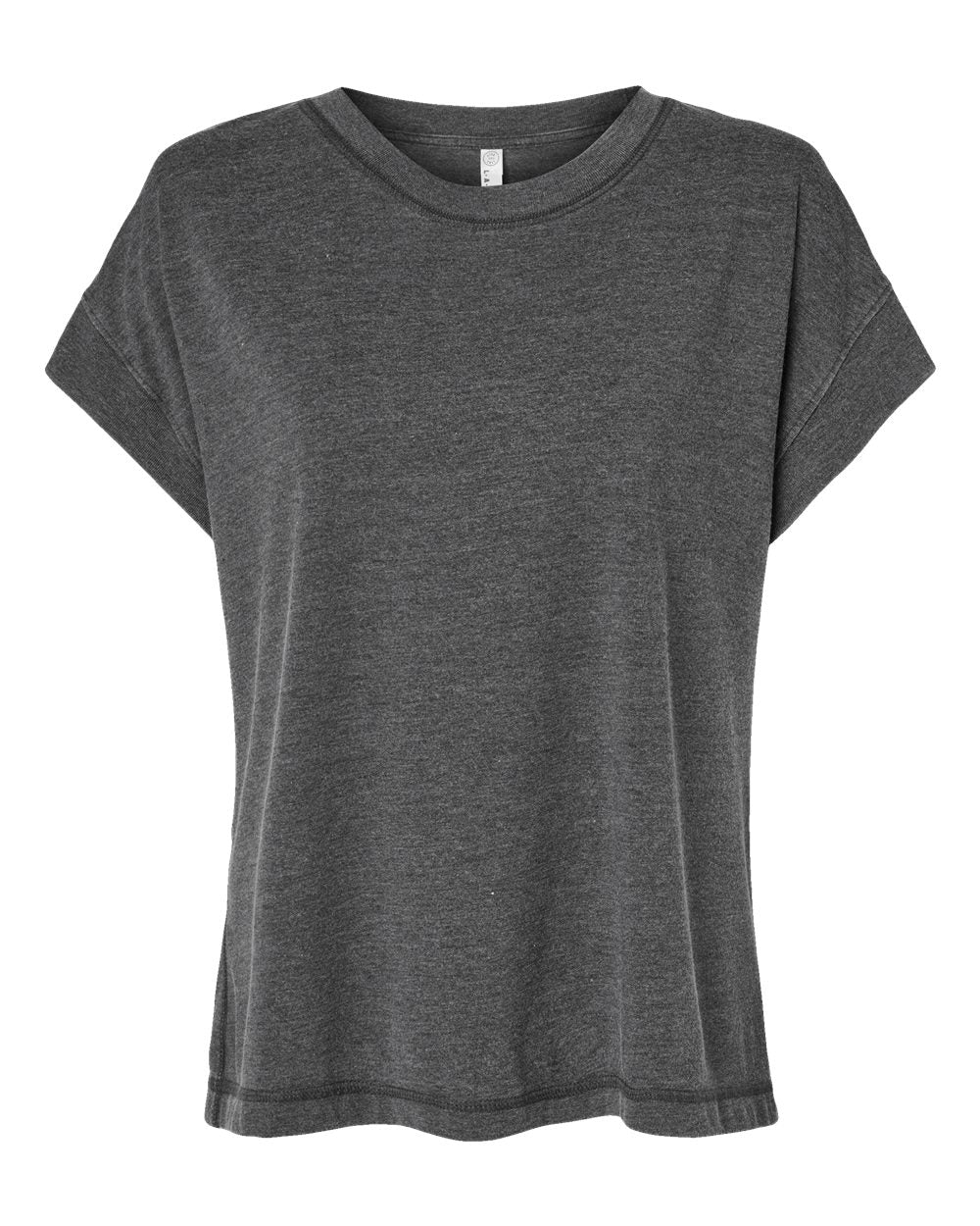 Front View of Washed Black Women's Relaxed Vintage Wash Tee - 3502