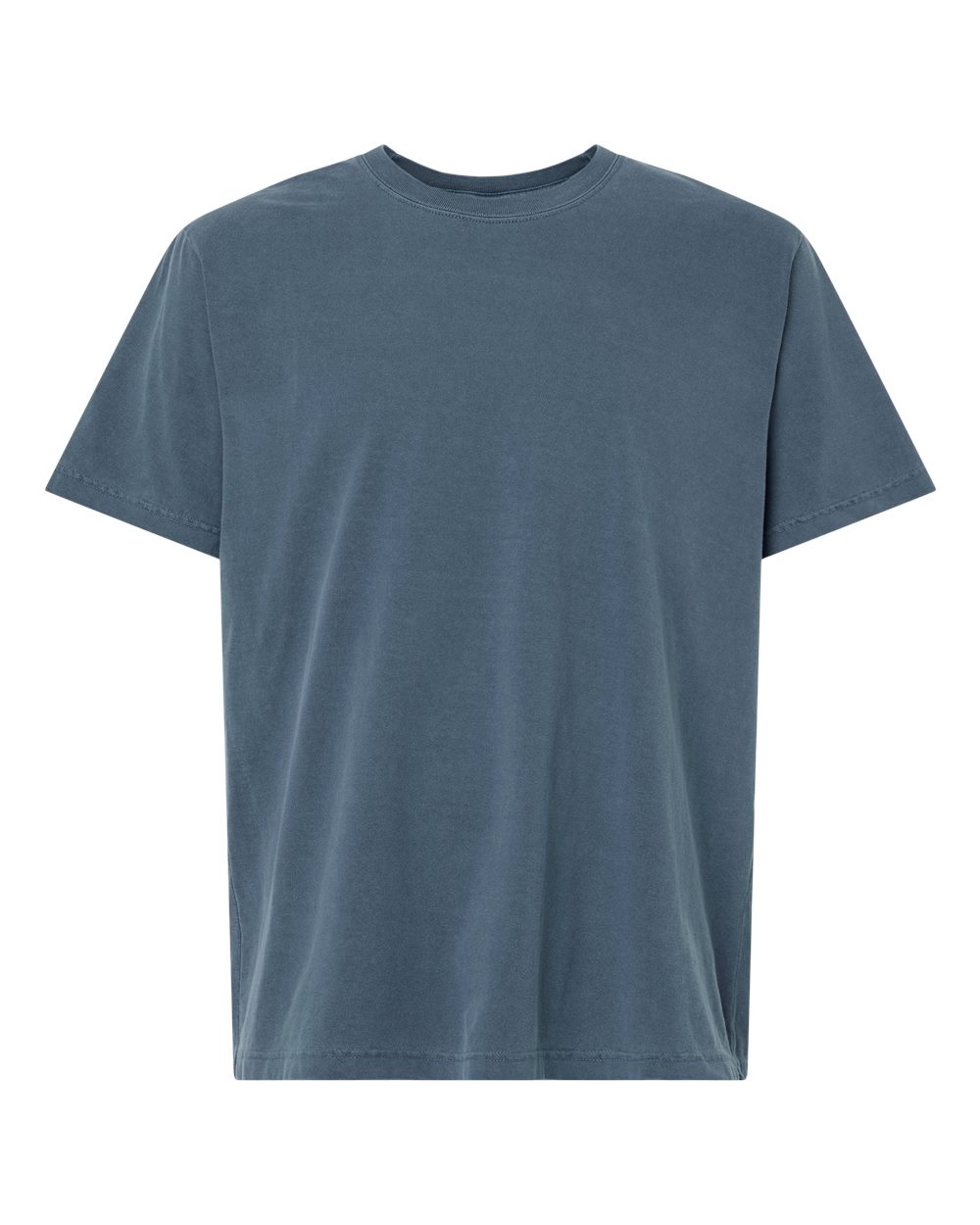 Front View of Washed Denim Unisex Heavyweight Garment-Dyed Tee - 4810GD