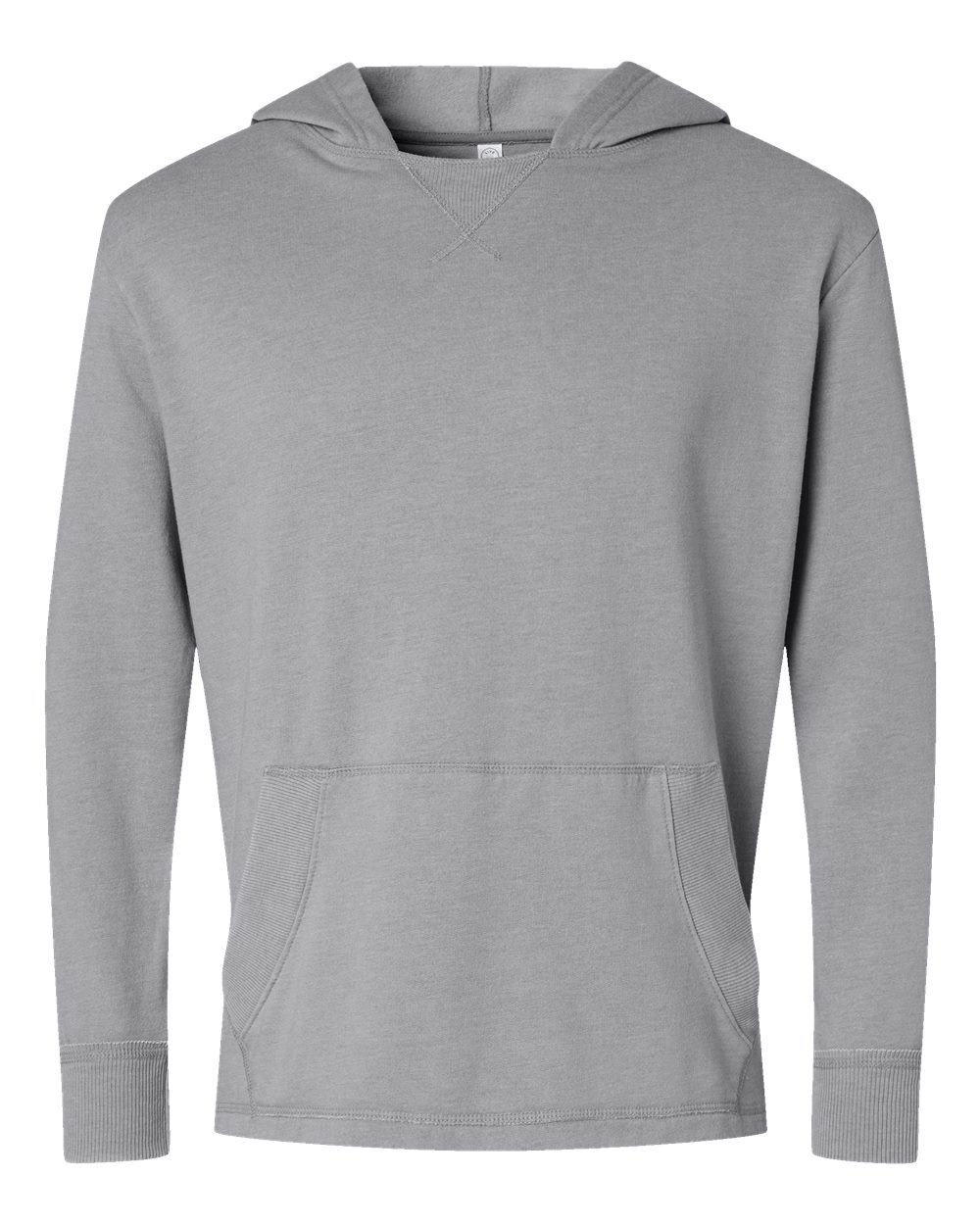Front View of Washed Grey Vintage Wash Fleece Hoodie - 6936