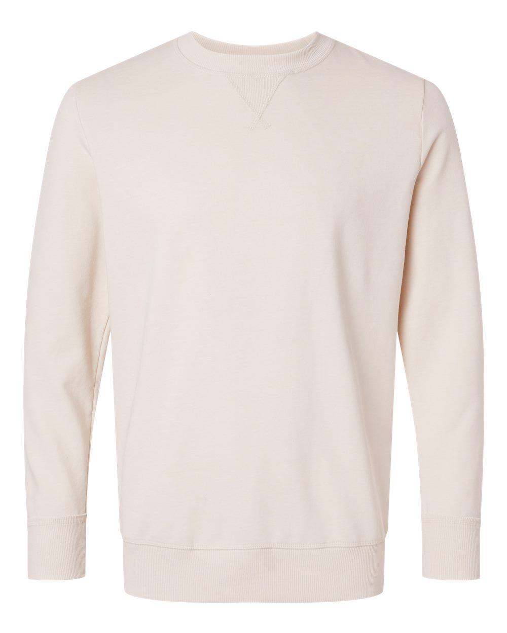 Front View of Washed Natural Vintage Wash Fleece Crewneck Sweatshirt - 6935