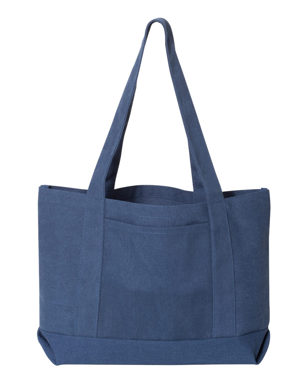 Front View of Washed Navy Seaside Cotton Pigment Dyed Resort Tote - 8870