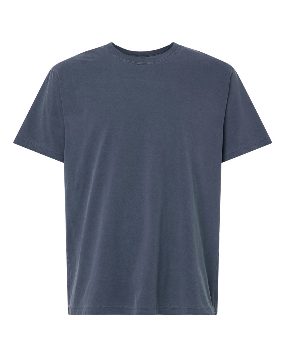 Front View of Washed Navy Unisex Heavyweight Garment-Dyed Tee - 4810GD