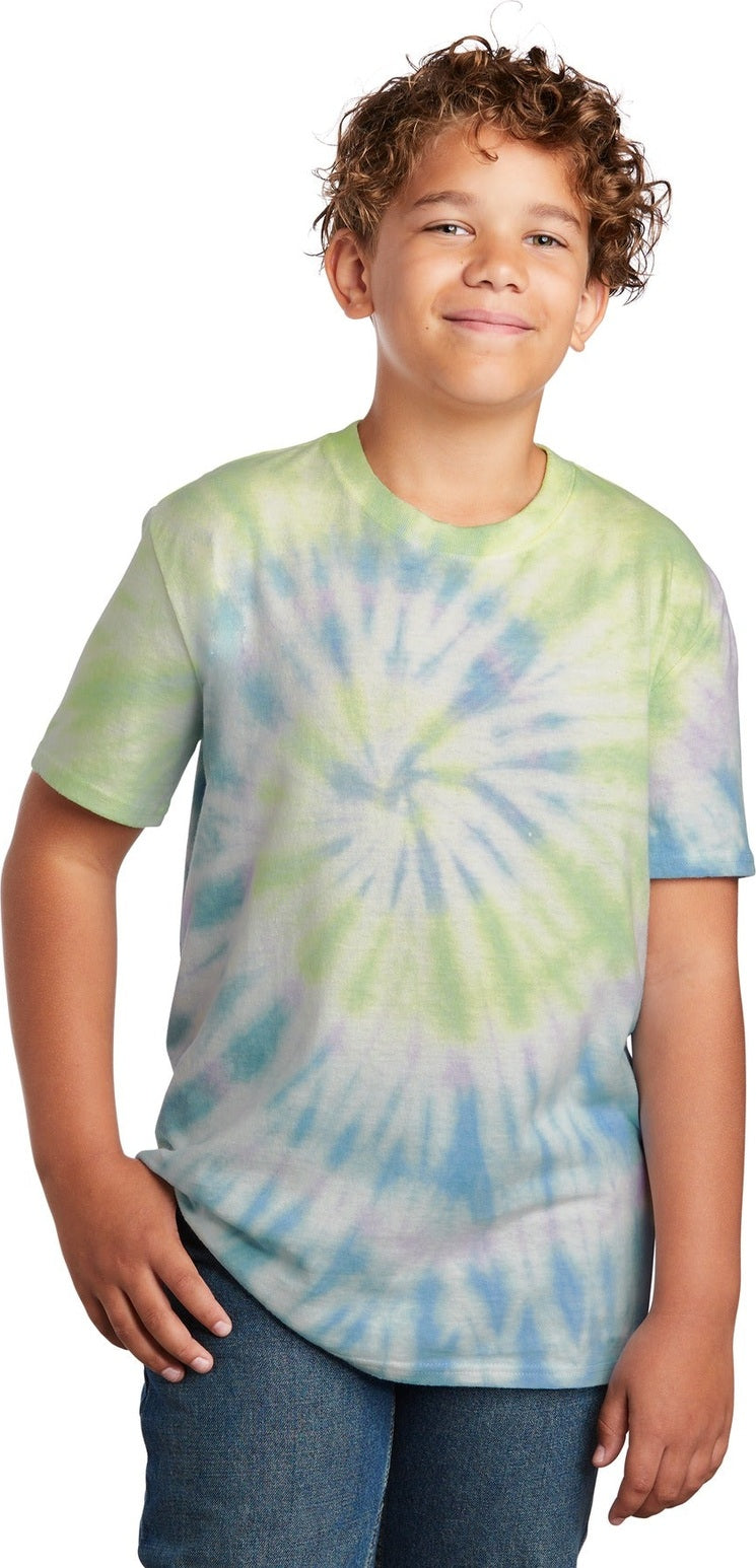 Front View of Watercolor Sp Port & Co Youth Tie-Dye Tee. PC147Y