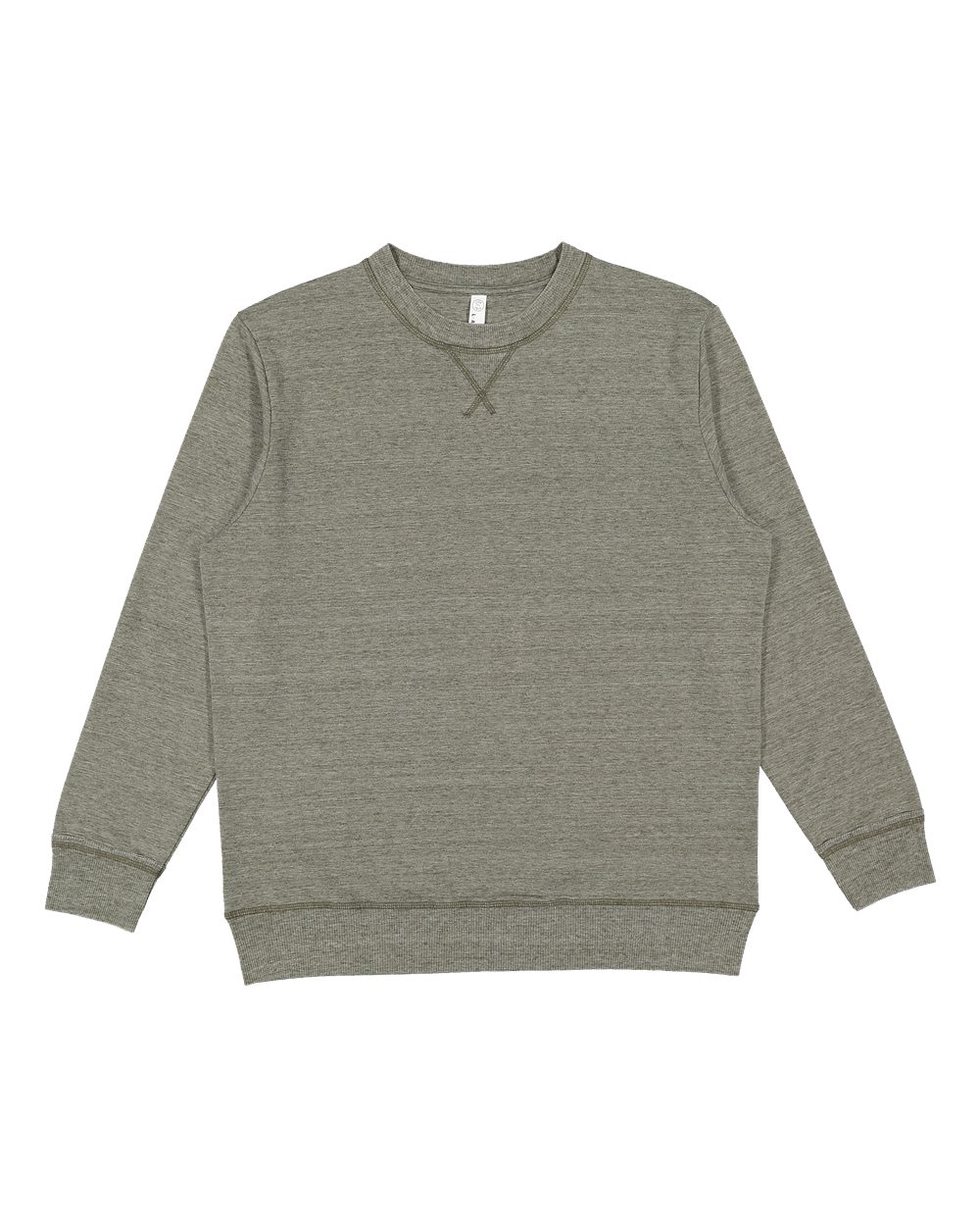 Front View of Weathered Military Green Vintage Wash Fleece Crewneck Sweatshirt - 6935