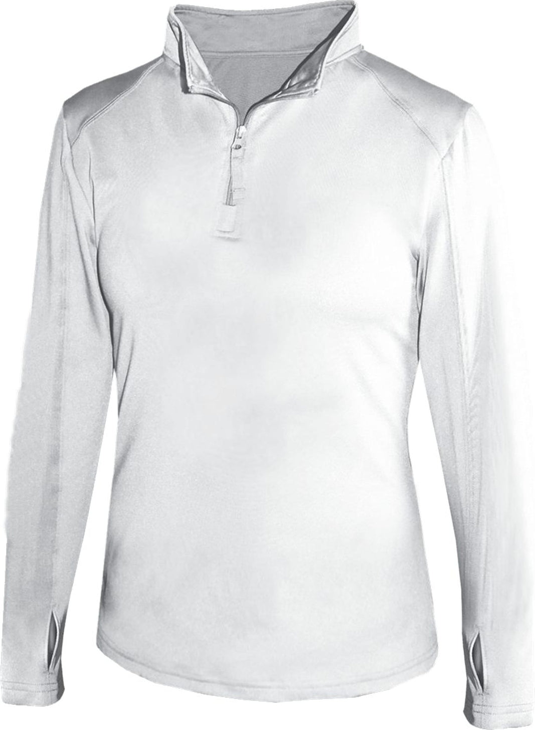 Front View of WHITE 1/4 ZIP LADIES' LIGHTWEIGHT PU