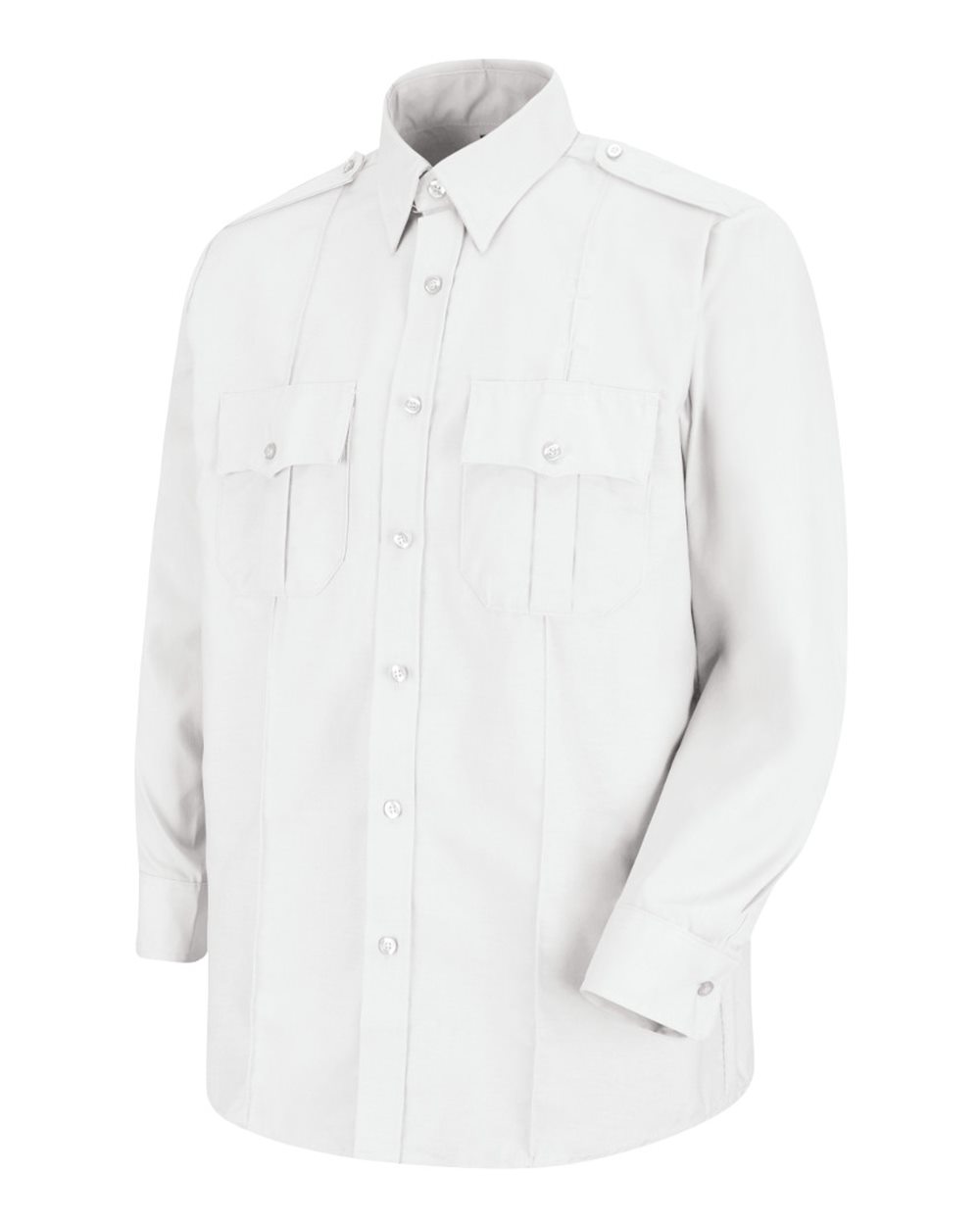 Front View of White - 323 Long Sleeve Security Shirt - SP36
