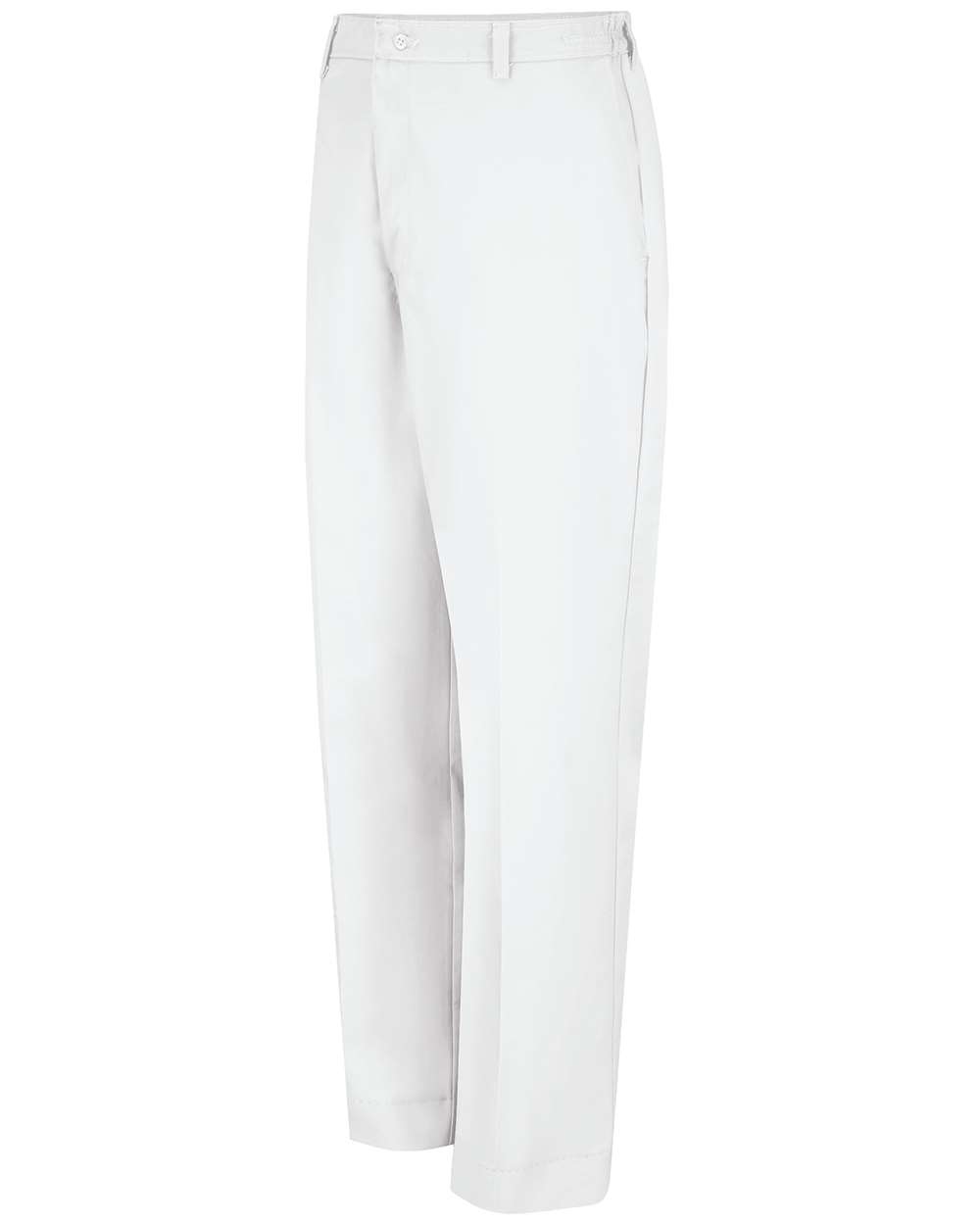 Front View of White - 36 Unhemmed Elastic Insert Work Pants - PT60