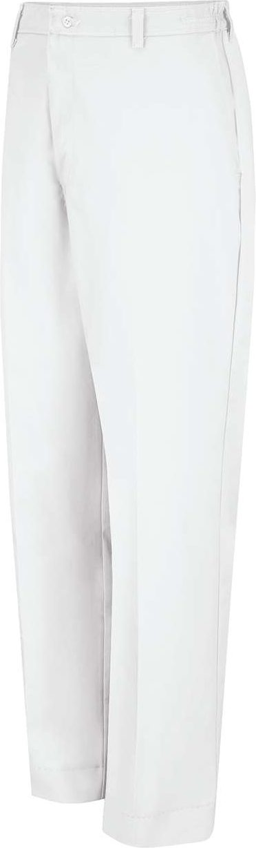 Front View of White - 37 Unhemmed Elastic Insert Work Pants - PT60