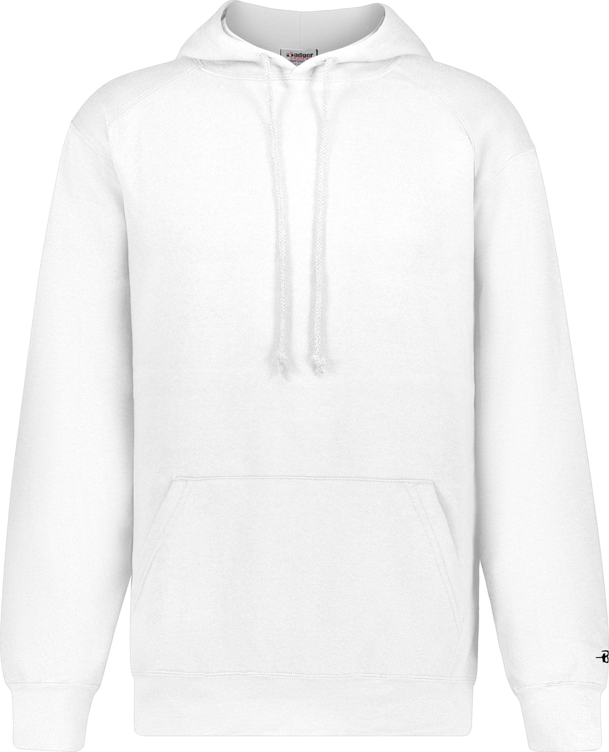 Front View of WHITE ATHLETIC FLEECE HOODIE