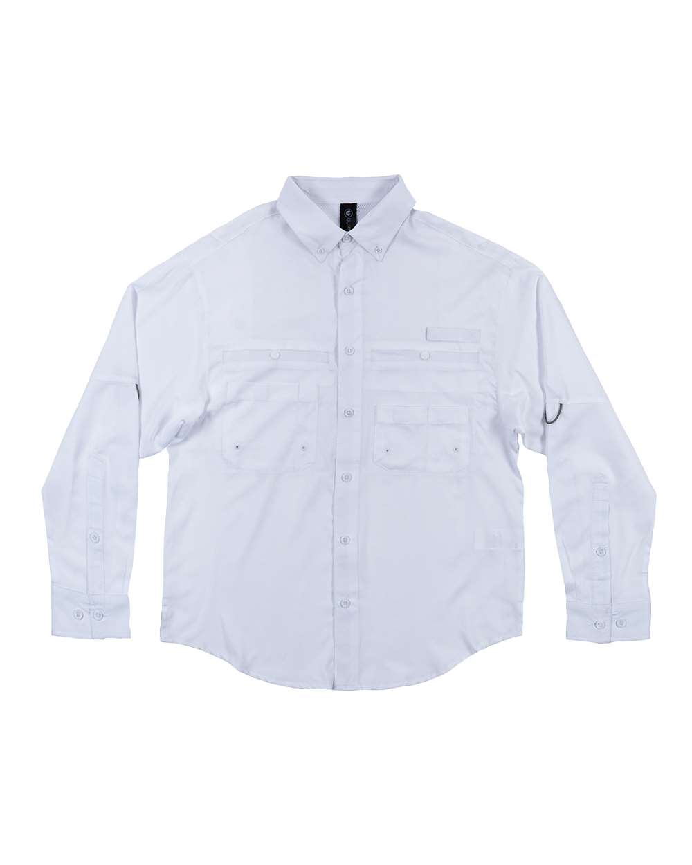 Front View of White Baja Long Sleeve Fishing Shirt - 2299