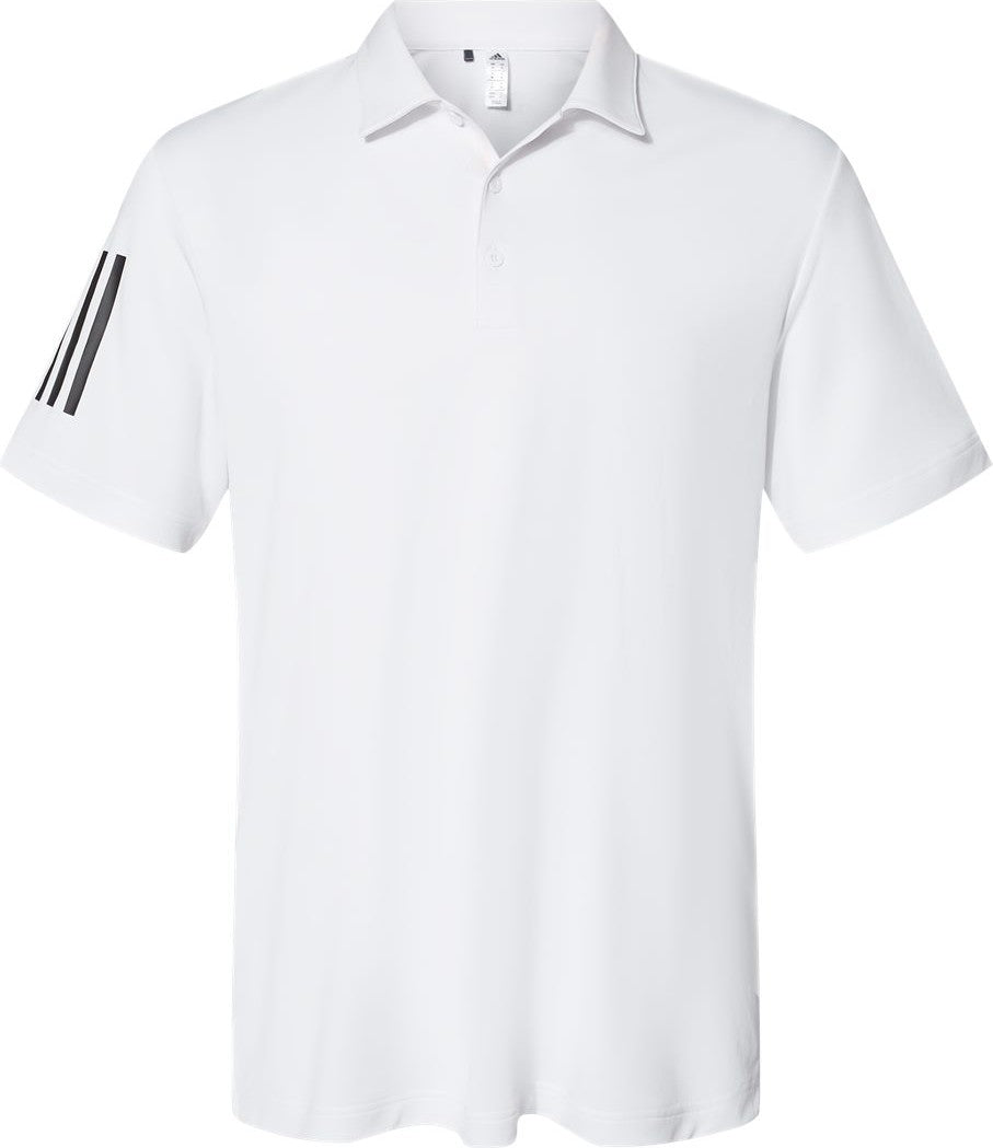 Front View of White/ Black Floating 3-Stripes Polo - A480
