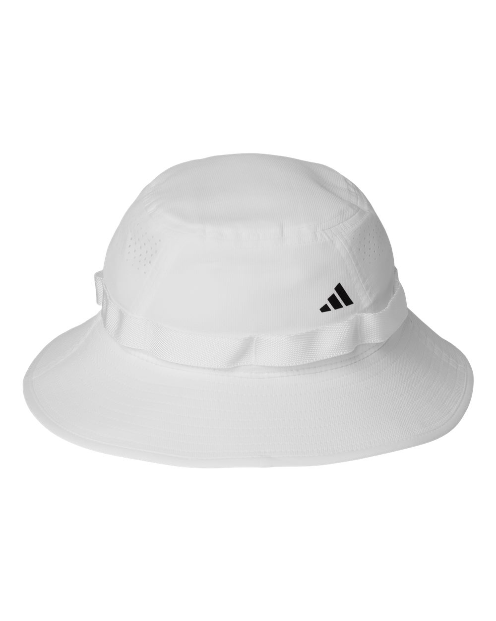 Front View of White/ Black Fundamental Victory Bucket Hat - AH610