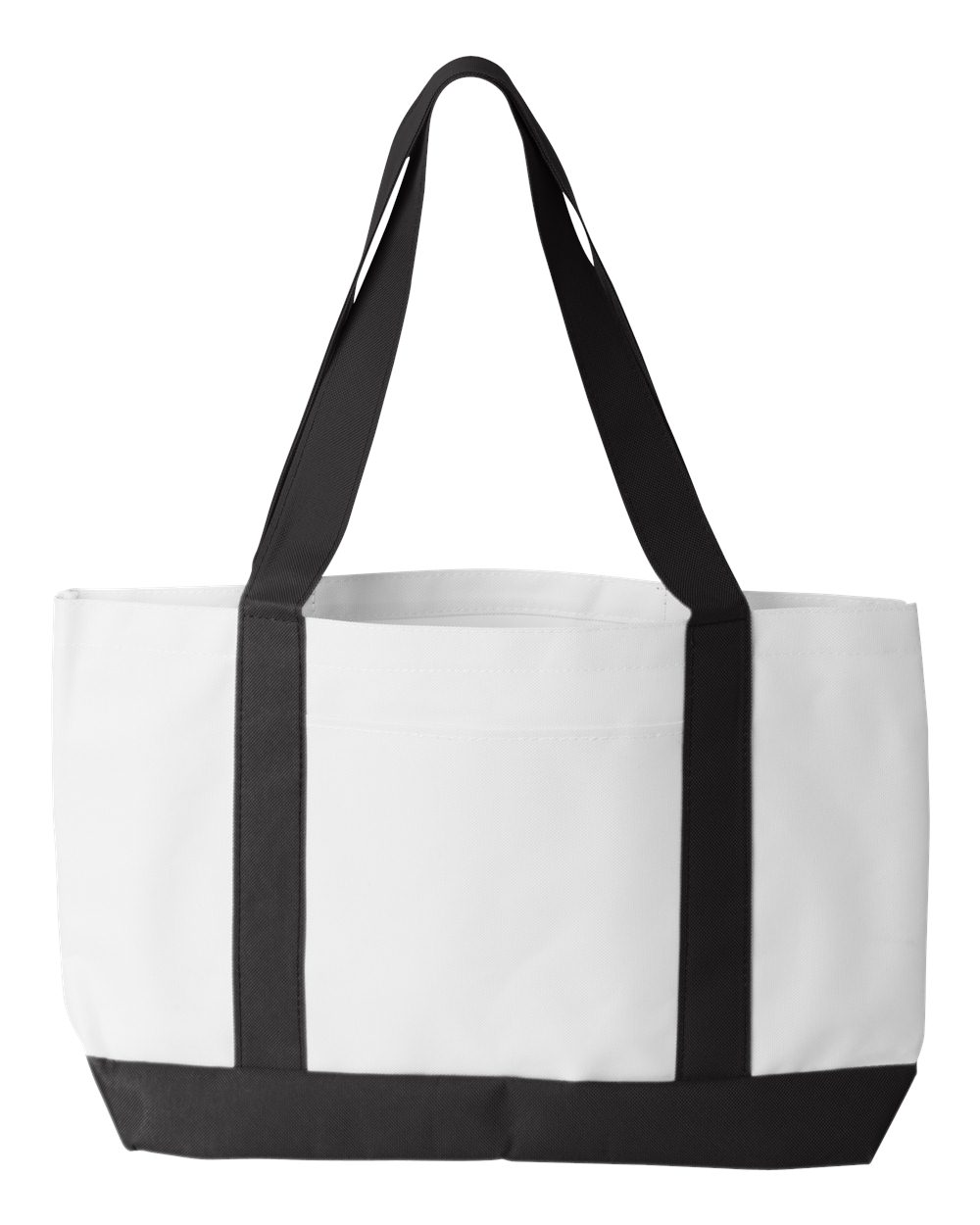 Front View of White/ Black P&amp;O Cruiser Tote - 7002