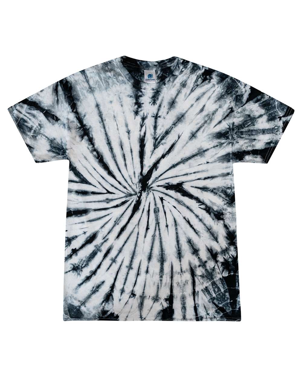 Front View of White/ Black Youth Multi-Color Tie-Dyed T-Shirt - CD1000Y