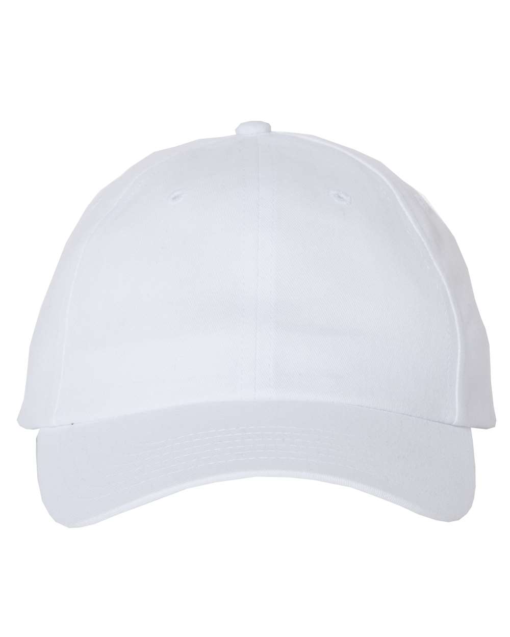 Front View of White Brushed Twill Cap - VC200