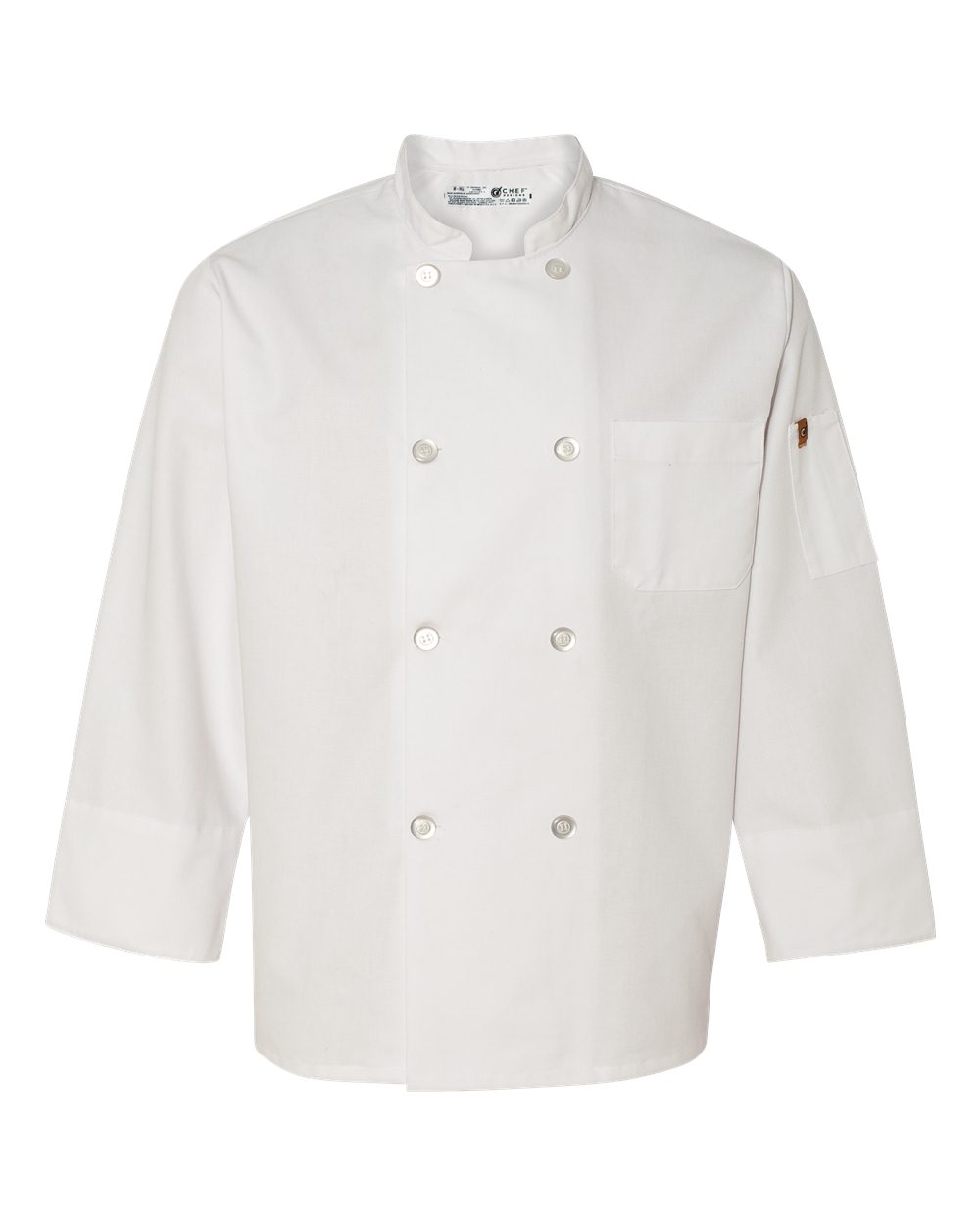 White Button Chef Coat with Thermometer Pocket - 0413