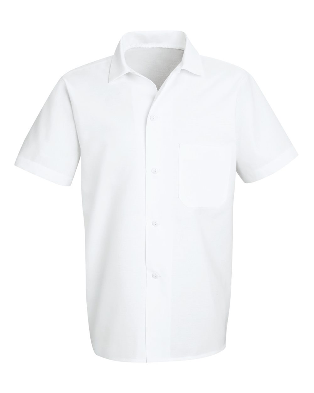Front View of White Button-Front Cook Shirt - 5010