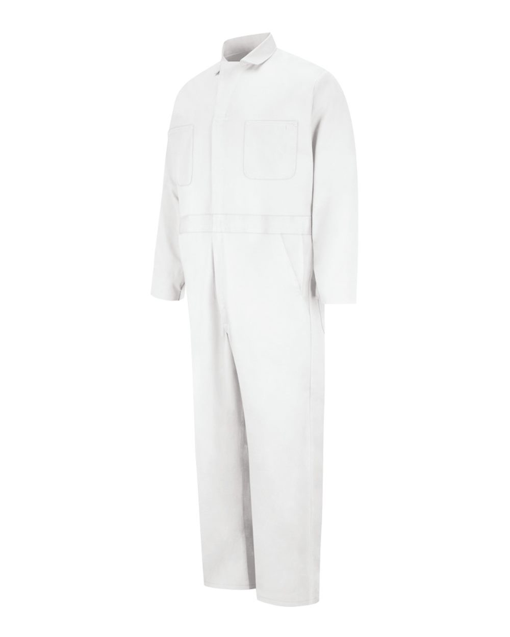 Front View of White Button-Front Cotton Coverall Additional Sizes - CC16EXT