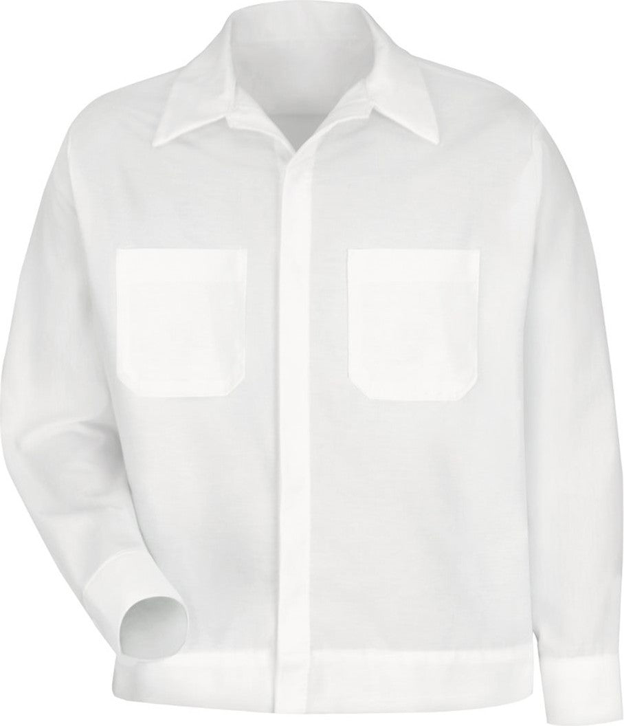 Front View of White Button-Front Shirt Jacket - SP35