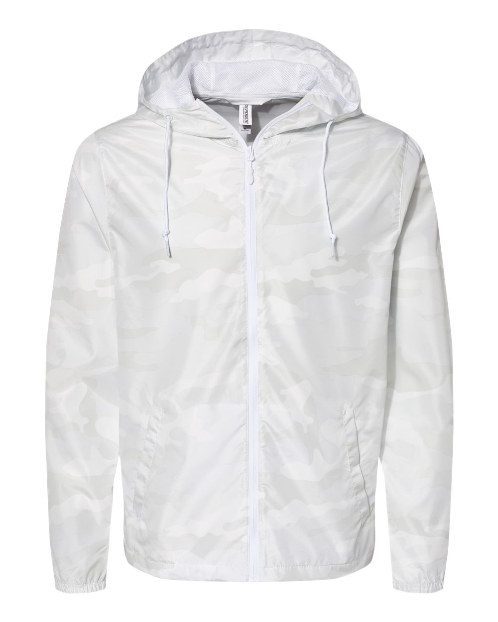 Front View of White Camo Lightweight Windbreaker Full-Zip Jacket - EXP54LWZ