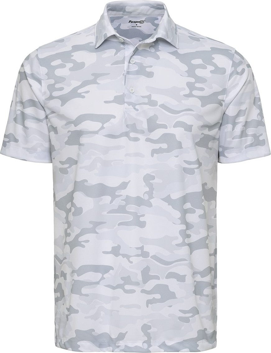 Front View of White Camo Newport Camo Polo - 170