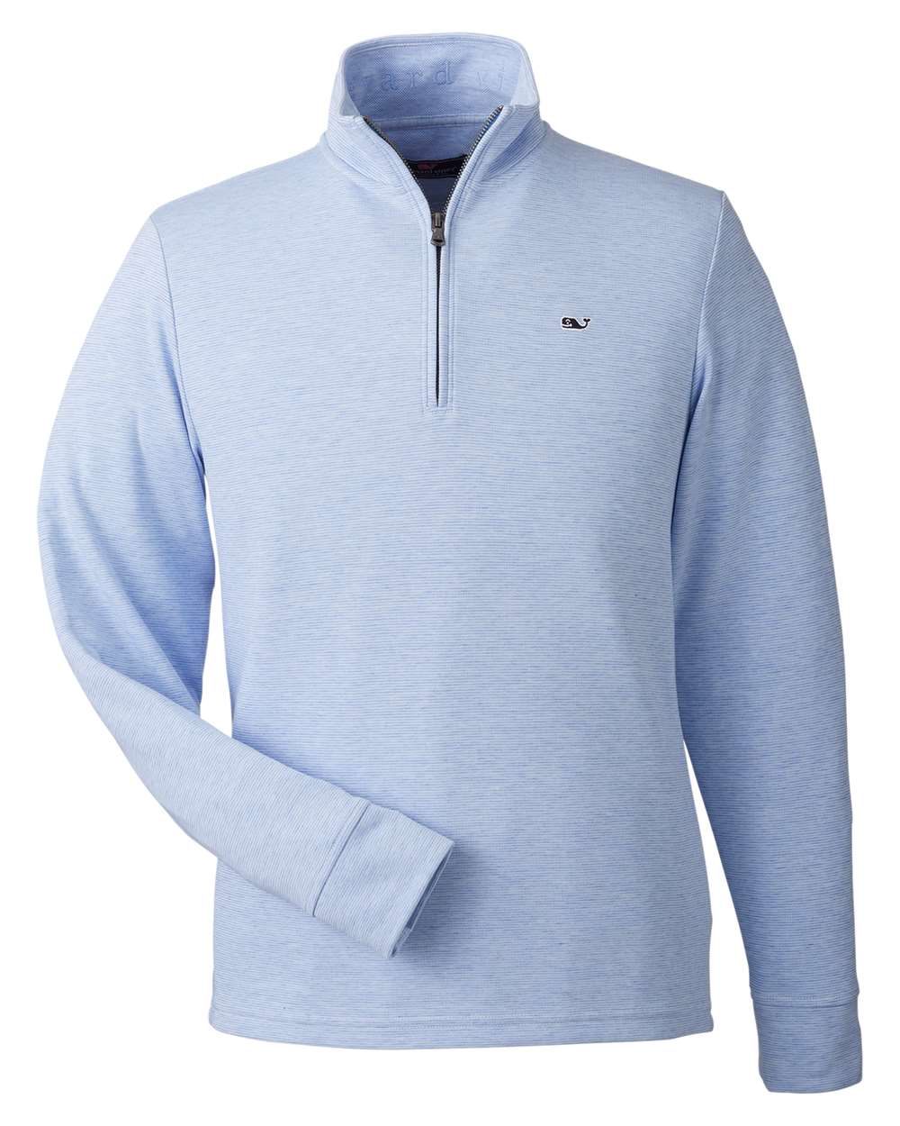 Front View of White Cap/ BL M Saltwater Quarter-Zip Pullover - K002708