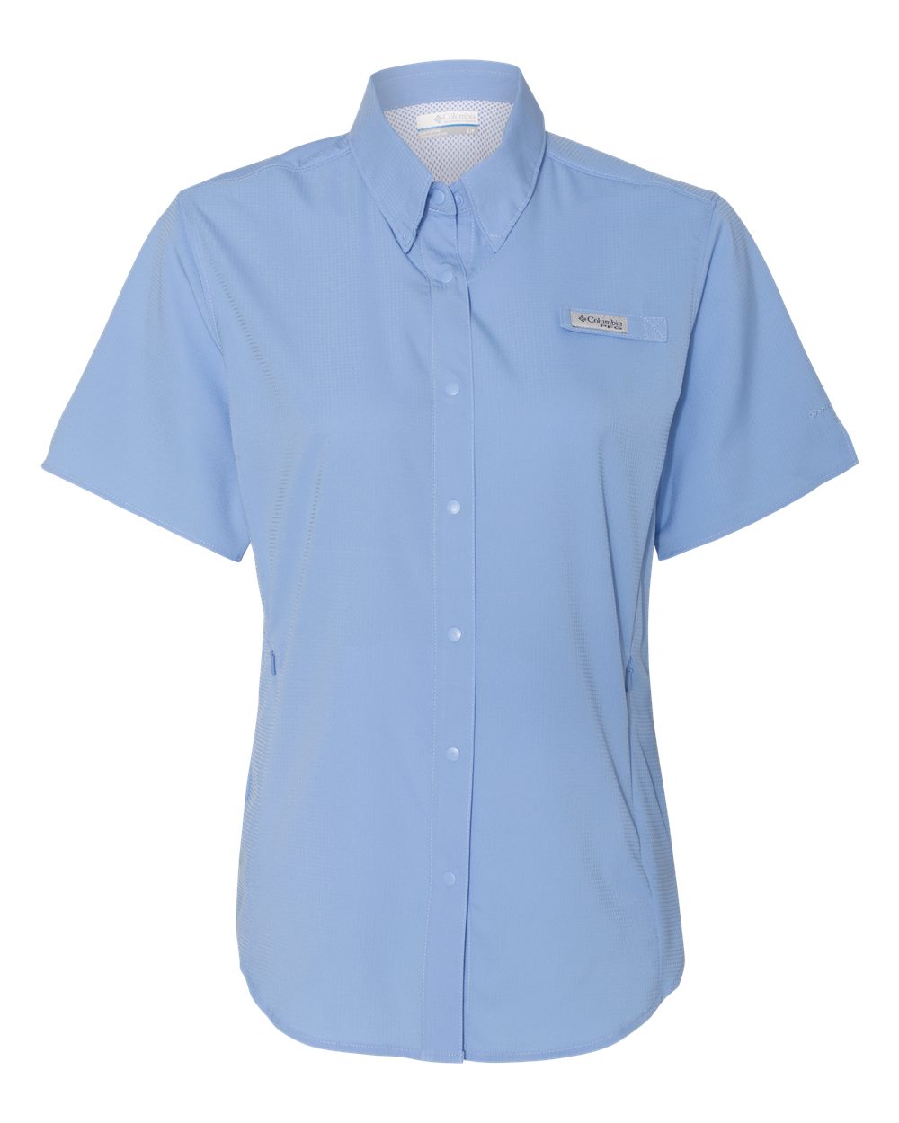 Front View of White Cap Blue Women's PFG Tamiami™ II Short Sleeve Shirt - 212466