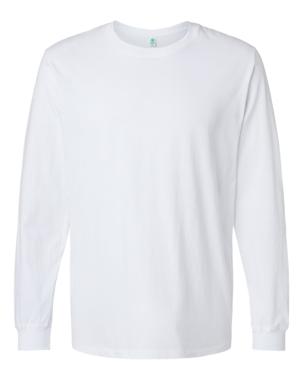 Front View of White Classic Long Sleeve T-Shirt - 220