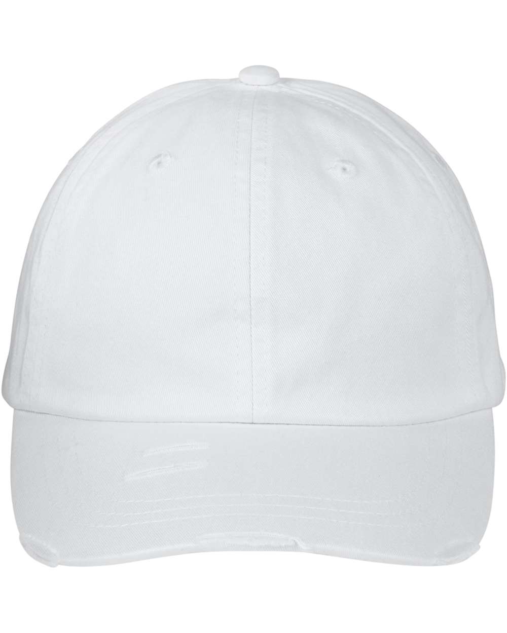 Front View of White Classic Pigment Distressed Cap - LP108