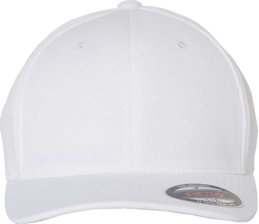 Front View of White Cool & Dry Sport Cap - 6597