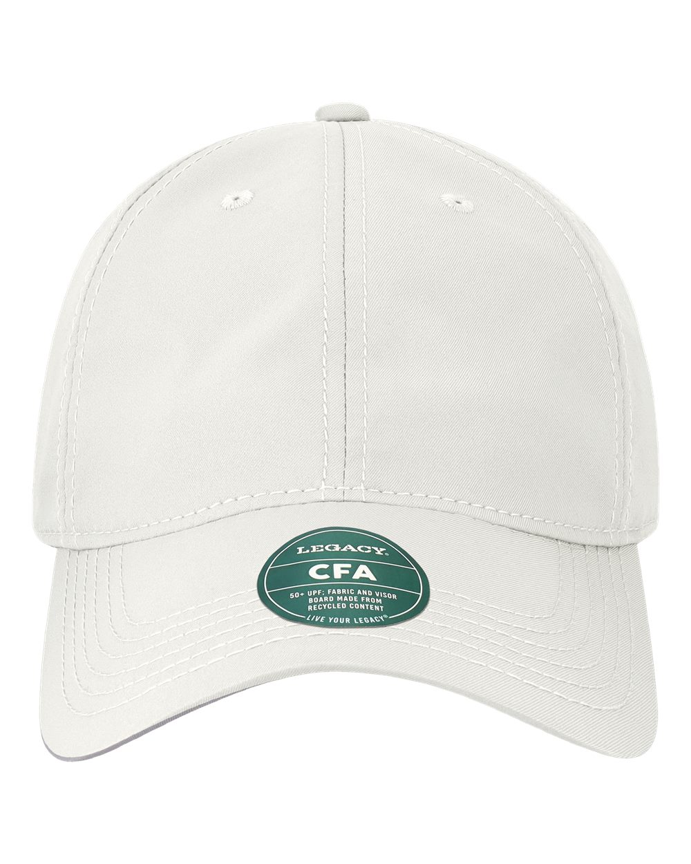 Front View of White Cool Fit Adjustable Cap - CFA