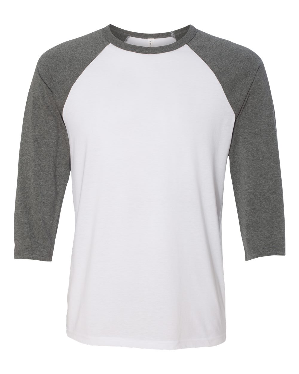 White/ Deep Heather Three-Quarter Sleeve Baseball Tee - 3200