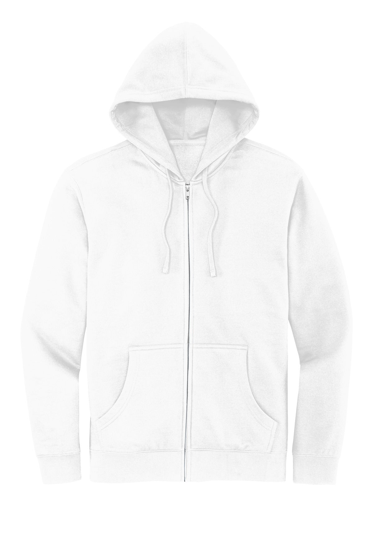Front View of White District V.I.T. Fleece Full-Zip Hoodie DT6102