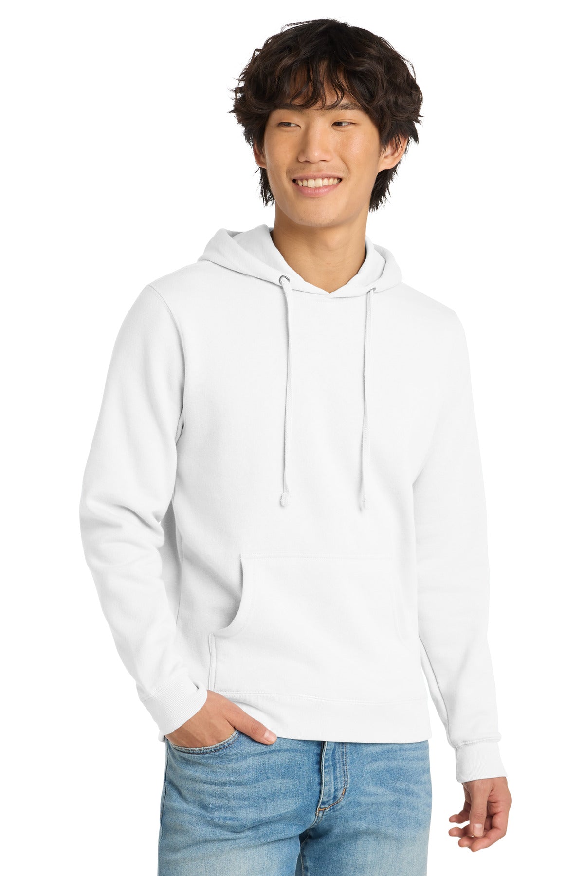 Front View of White District V.I.T. Fleece Hoodie DT6100
