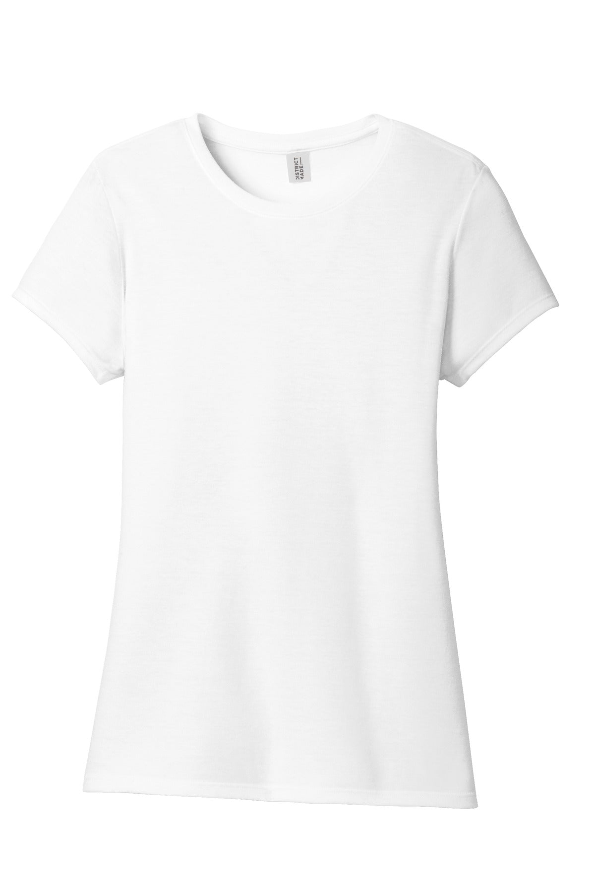 Front View of White District Women's Perfect Tri Tee. DM130L