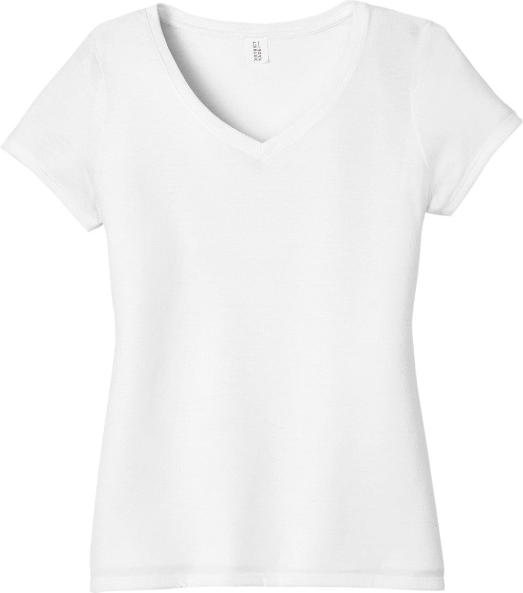 Front View of White District Women's Perfect Tri V-Neck Tee. DM1350L