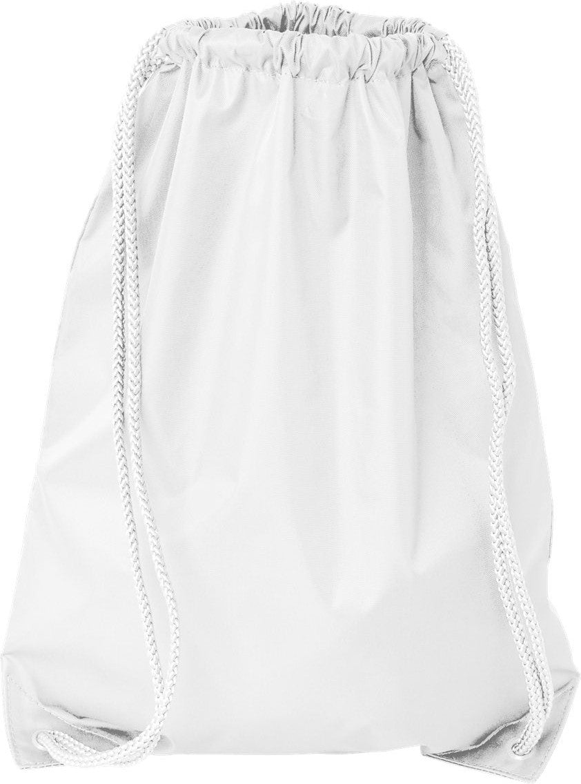 Front View of White Drawstring Pack with DUROcord - 8881