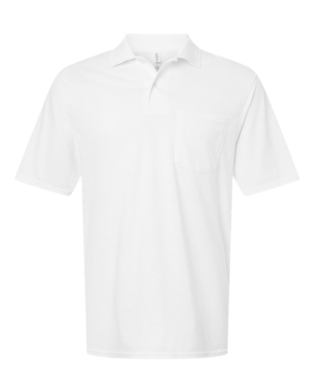 Front View of White Dri-Power® Polo with Pocket - 436MP