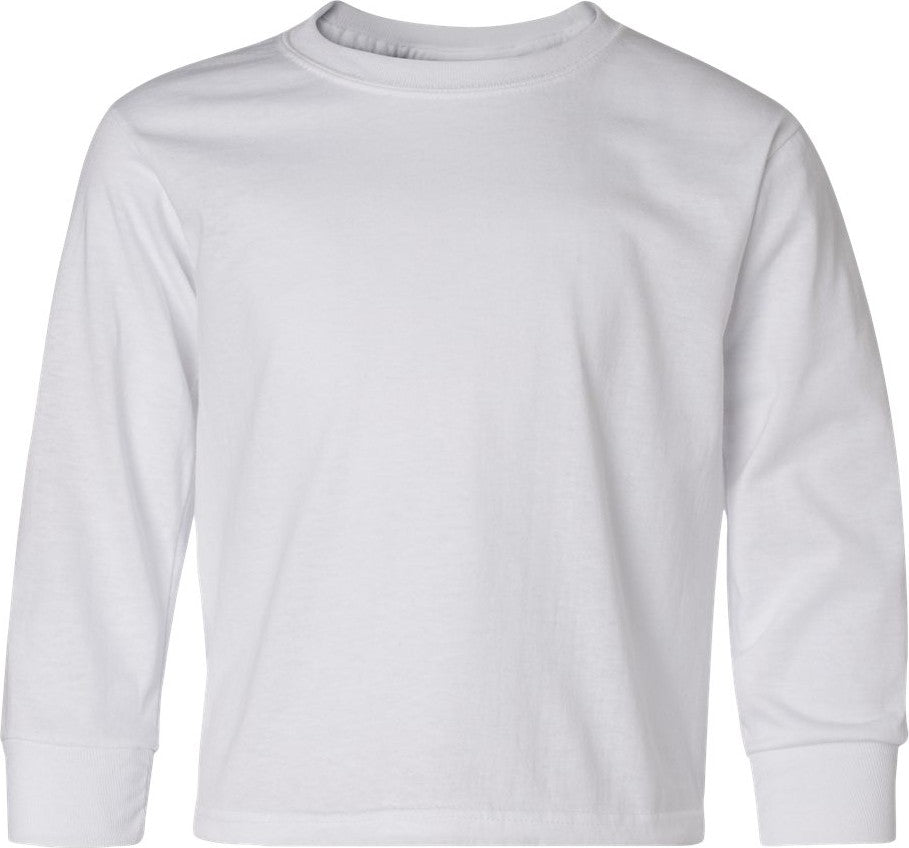 White Dri-Power® Youth Long Sleeve 50/50 T-Shirt - 29BLR