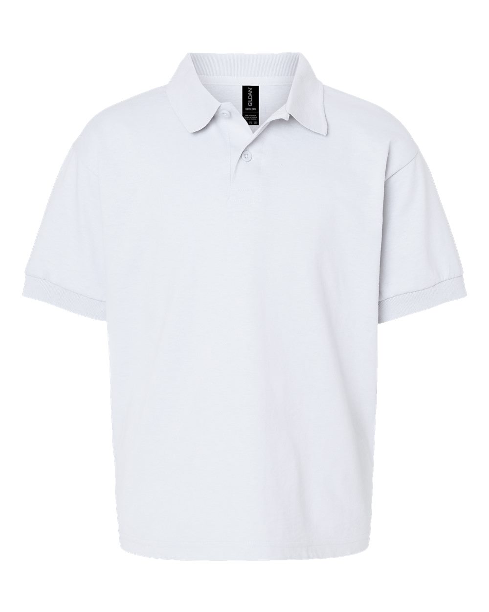 Front View of White DryBlend® Youth Jersey Polo - 8800B