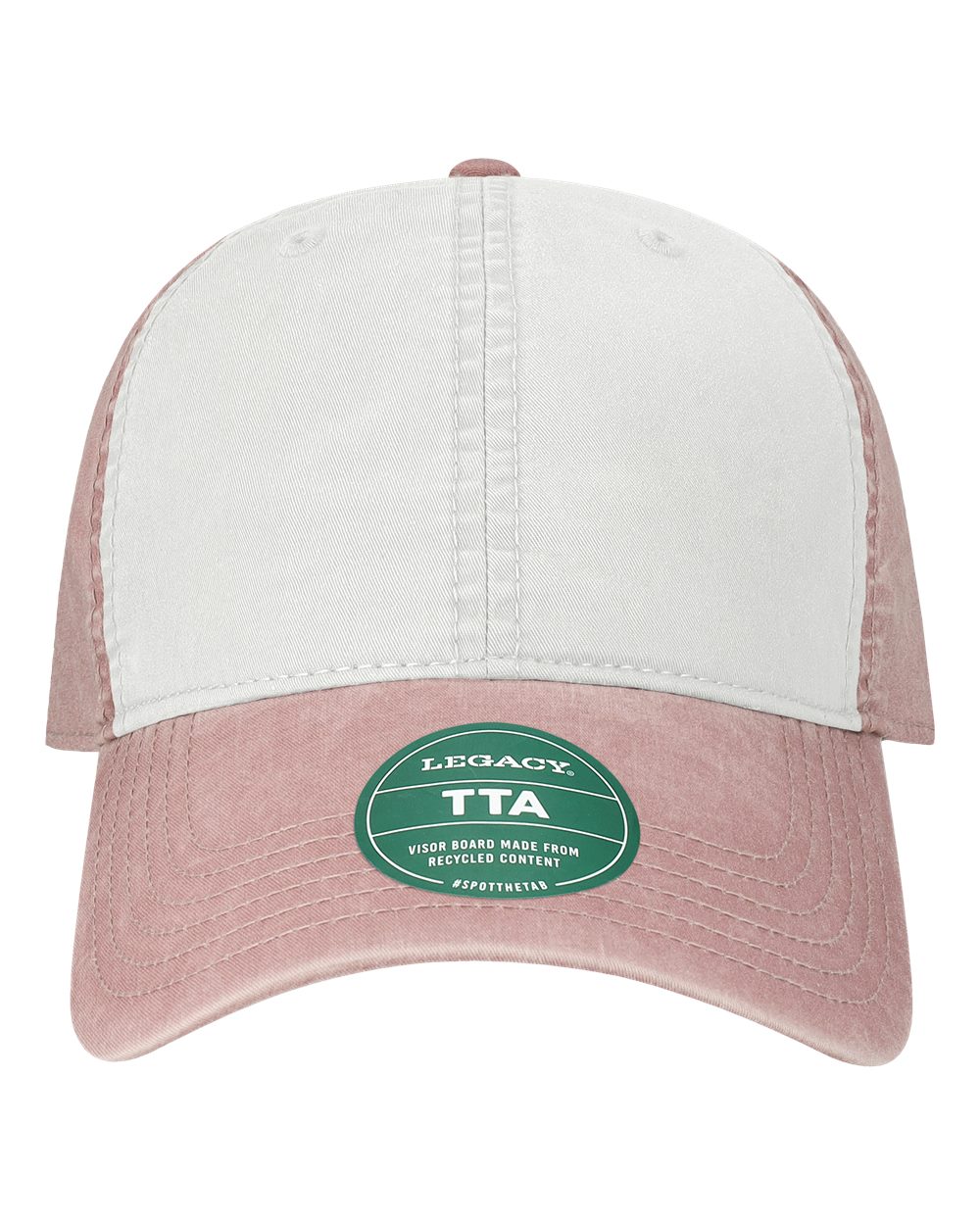 Front View of White/ Dusty Rose Terra Twill Cap - TTA