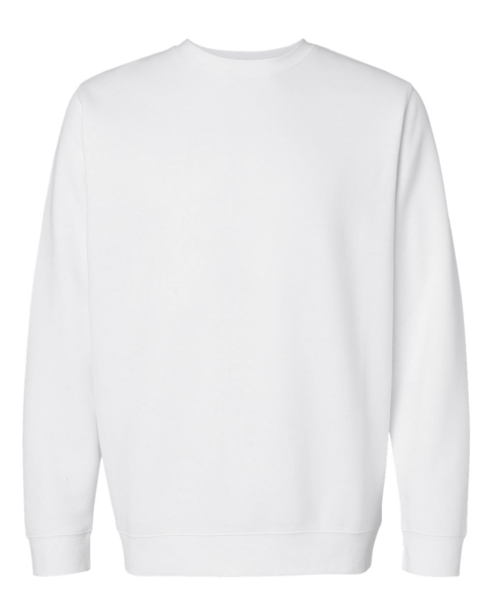 Front View of White Elevated Fleece Crewneck Sweatshirt - 6925