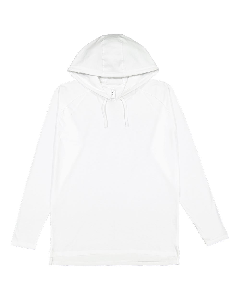 Front View of White Fine Jersey Hooded Long Sleeve Raglan T-Shirt - 6917