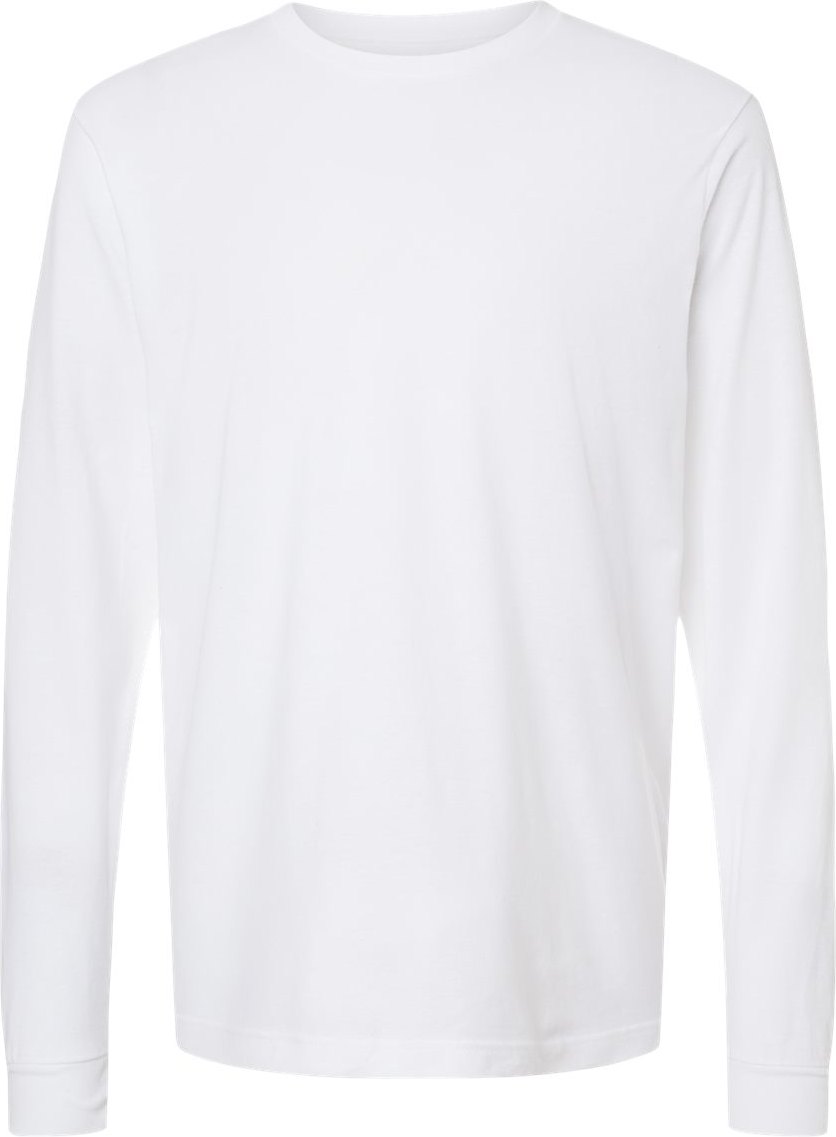 Front View of White Fine Jersey Long Sleeve T-Shirt - 202LS