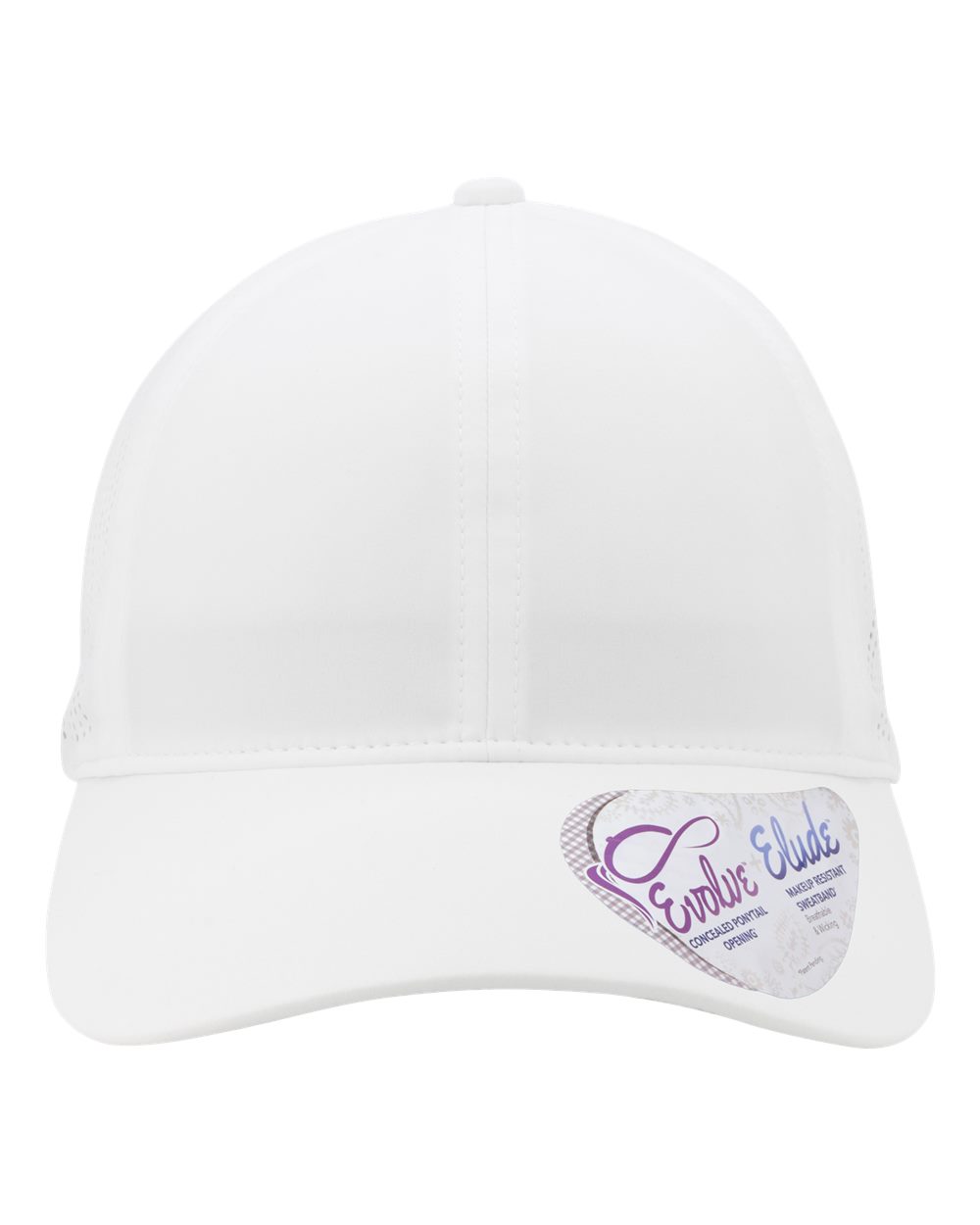 Front View of White/ Floral Women's Perforated Performance Cap - GABY