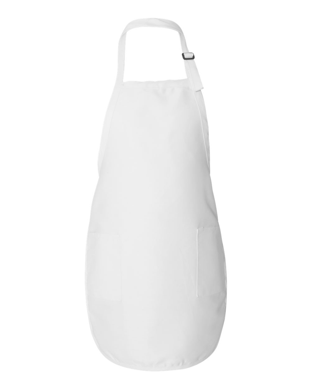 Front View of White Full-Length Apron with Pockets - Q4350