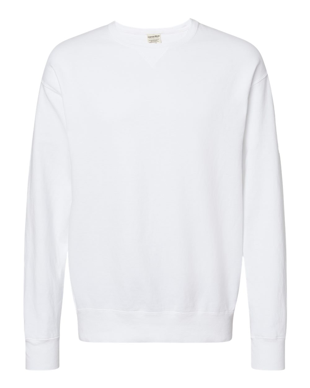 Front View of White Garment-Dyed Crewneck Sweatshirt - GDH400