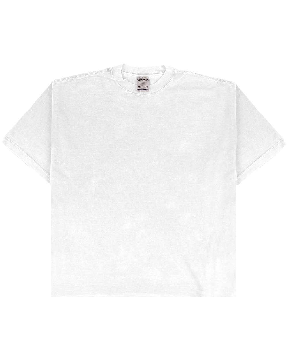 Front View of White Garment-Dyed Drop-Shoulder T-Shirt - SHGDD