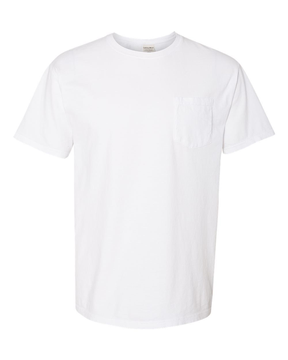 Front View of White Garment-Dyed Pocket T-Shirt - GDH150